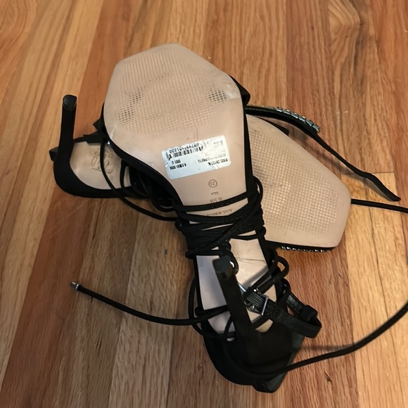 Schutz Vikki Crystal Sandal Nobuck Black with Rainbow Crystals Size 7.5 - Picture 15 of 15